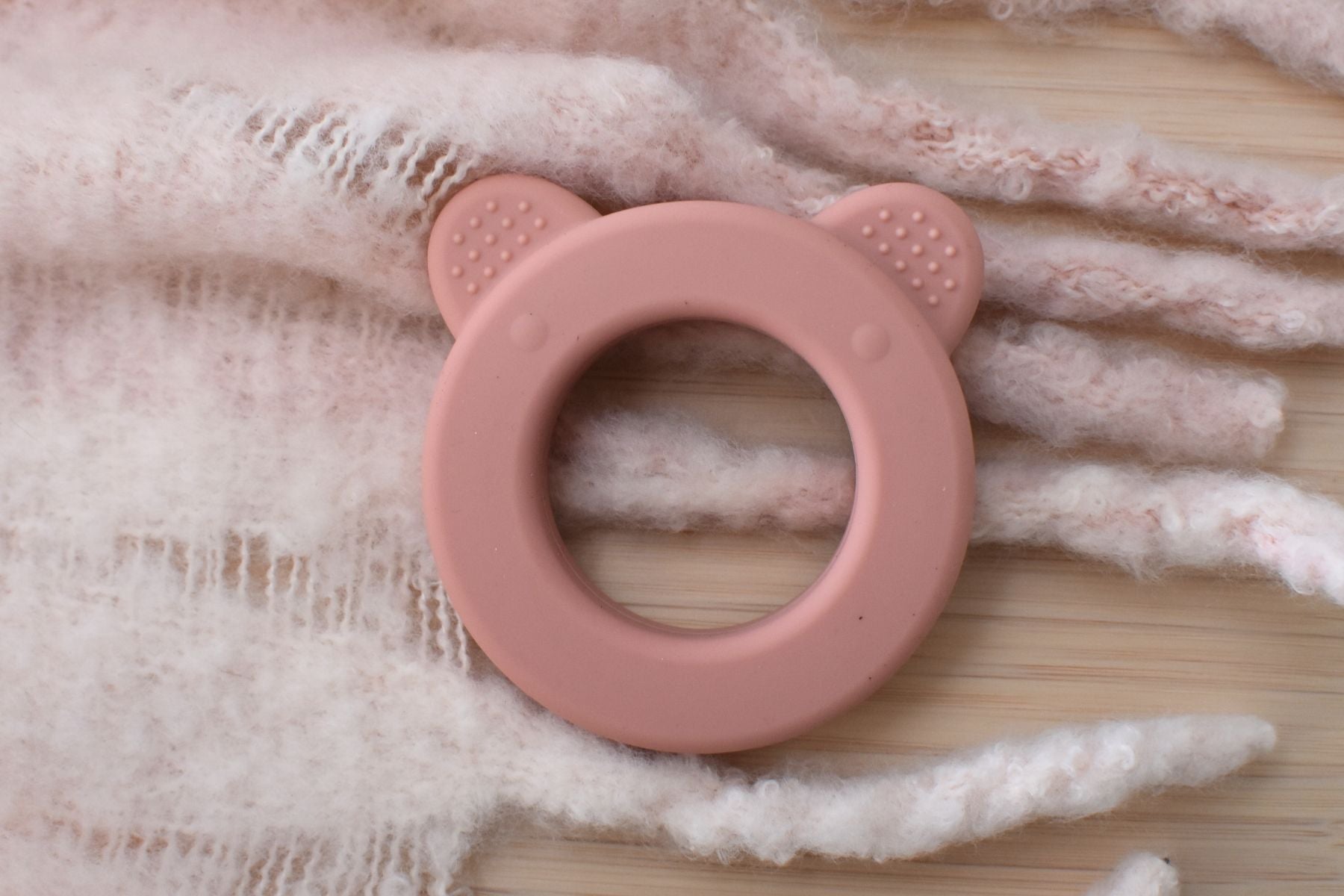 SENSORY SILICONE BEAR TEETHER - PINK