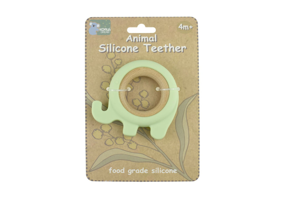 SILICONE ELEPHANT TEETHER - GREEN