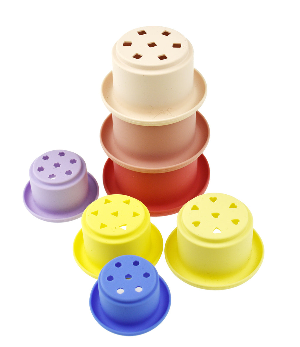 STACKING CUPS 7 PC SILICONE SET - PINK