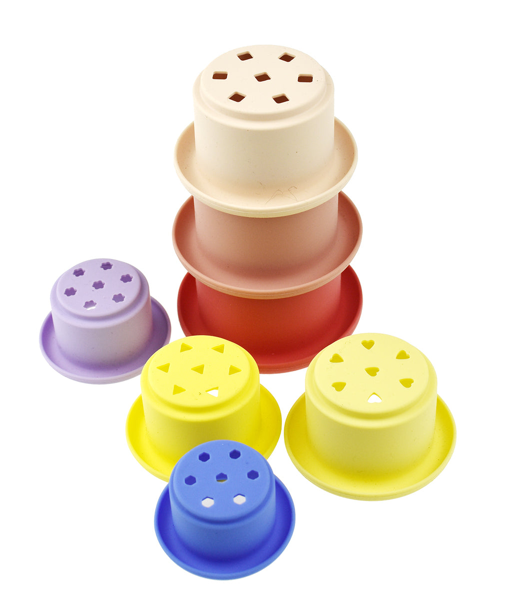 STACKING CUPS 7 PC SILICONE SET - PINK