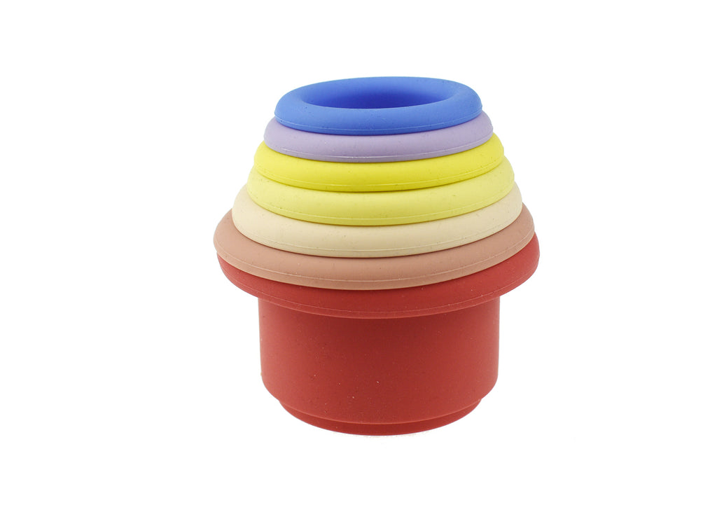 STACKING CUPS 7 PC SILICONE SET - PINK