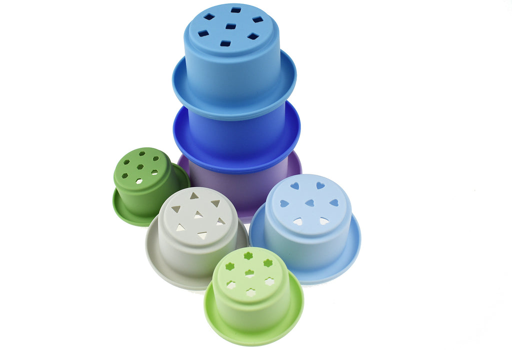 STACKING CUPS 7 PC SILICONE SET - BLUE