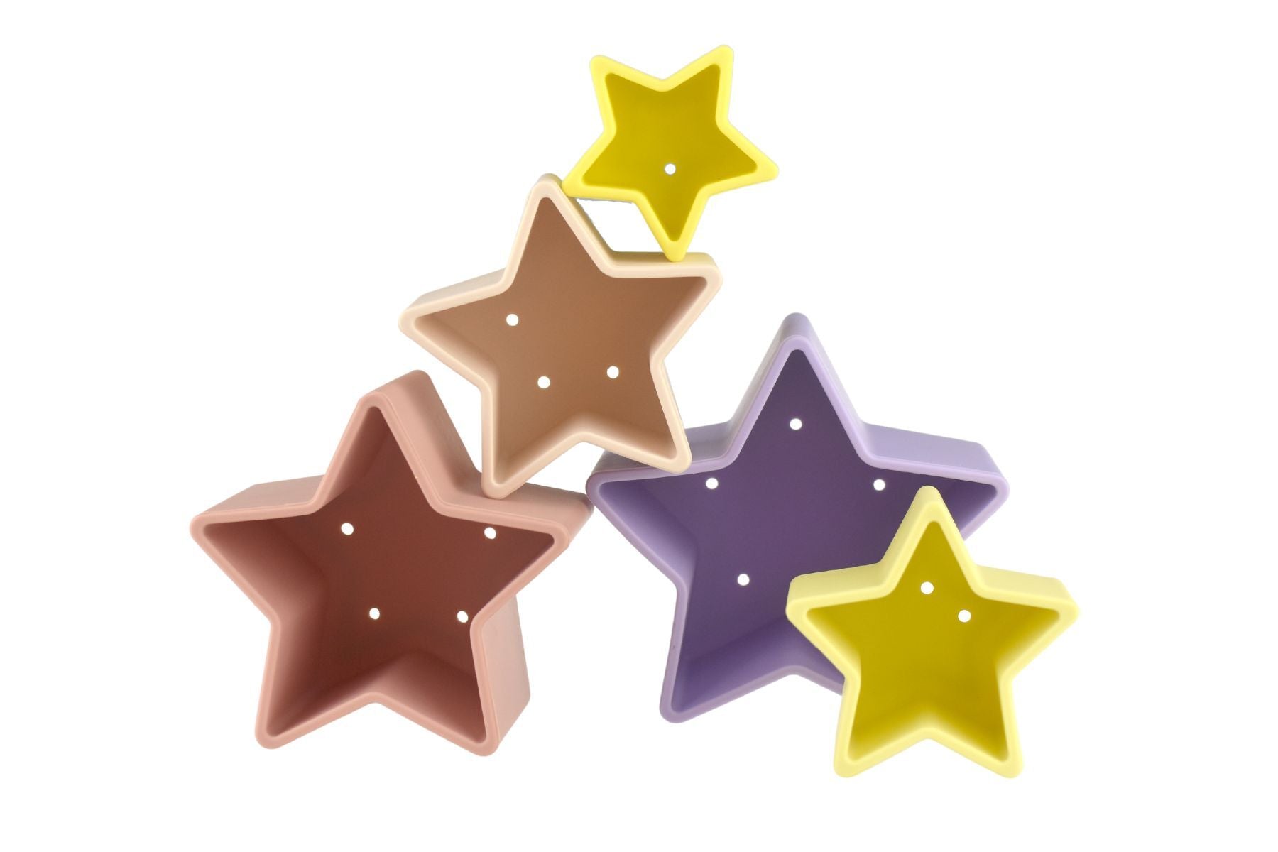 STACKING STARS 5 PC SILICONE SET - PURPLE/YELLOW