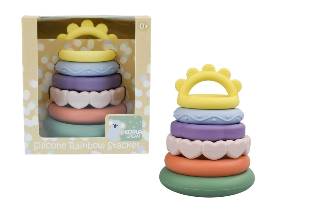 SILICONE SENSORY RAINBOW STACKING TEETHER