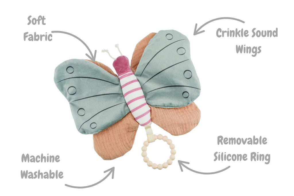 SNUGGLE PAL BELLA BUTTERFLY WITH SILICONE TEETHING RING