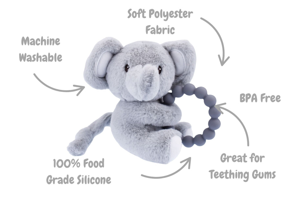 SNUGGLE PAL ELLIS ELEPHANT WITH SILICONE TEETHING RING