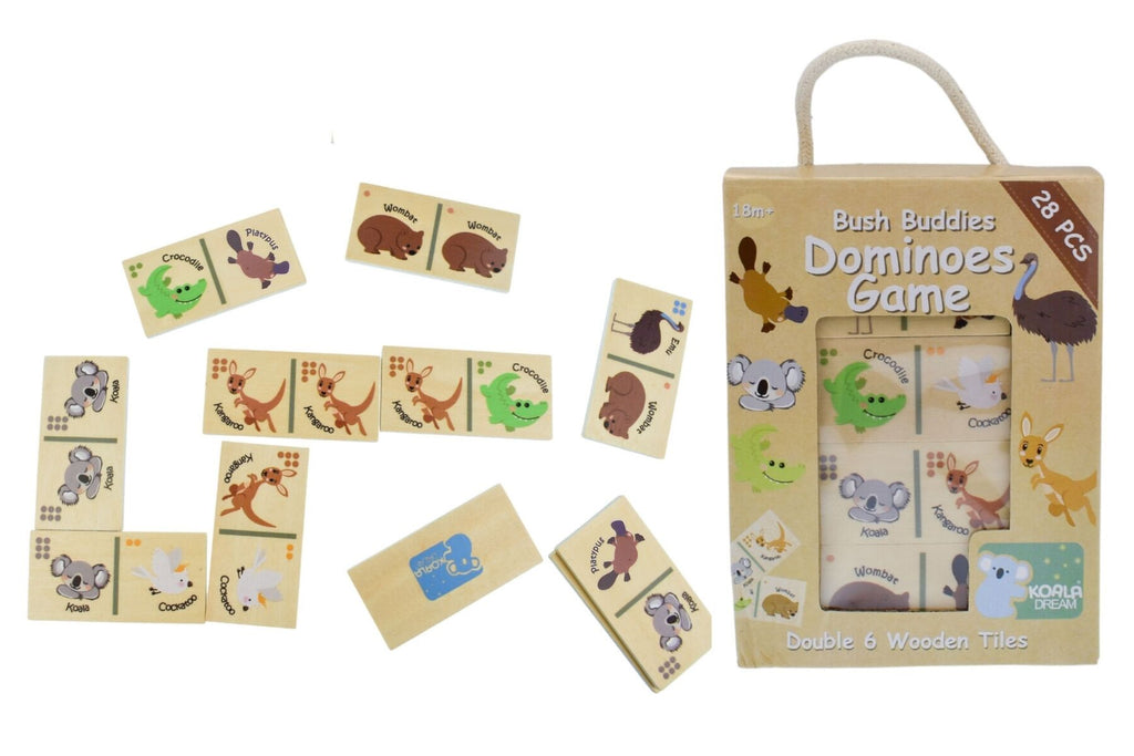 Bush Buddies Wooden Dominoes Australian Animal Set Featuring 7 Iconic Australian Animals Koala Dream