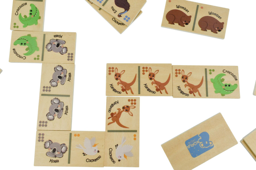 Bush Buddies Wooden Dominoes Australian Animal Set Featuring 7 Iconic Australian Animals Koala Dream