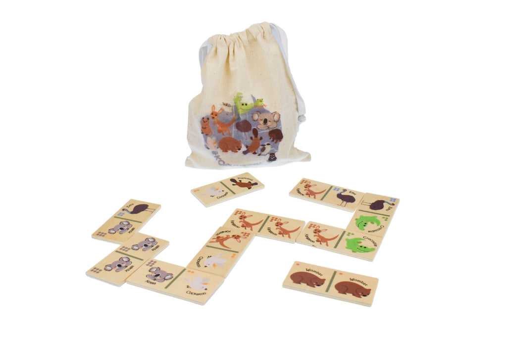 Bush Buddies Wooden Dominoes Australian Animal Set Featuring 7 Iconic Australian Animals Koala Dream