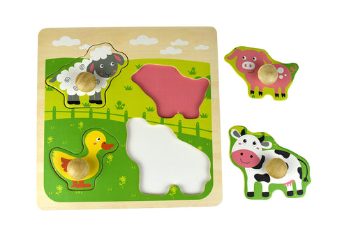 Farm Animal Large Peg Puzzle Kaper Kidz Wooden Toddler Puzzle With Big Peg Pieces