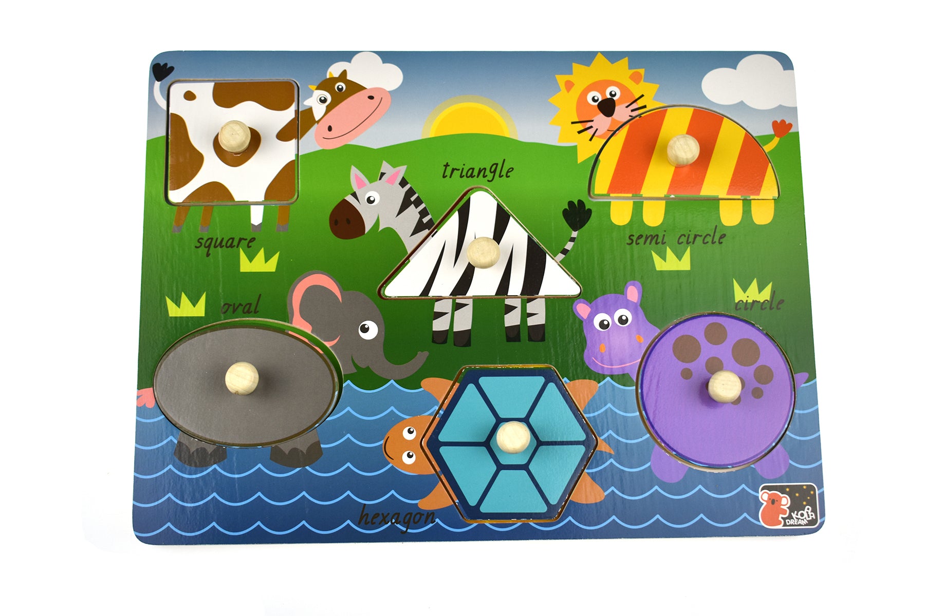Koala Dream 2 In 1 Animal Shape Peg Puzzle For Toddlers 18 Months And Up Wooden Learning Toy