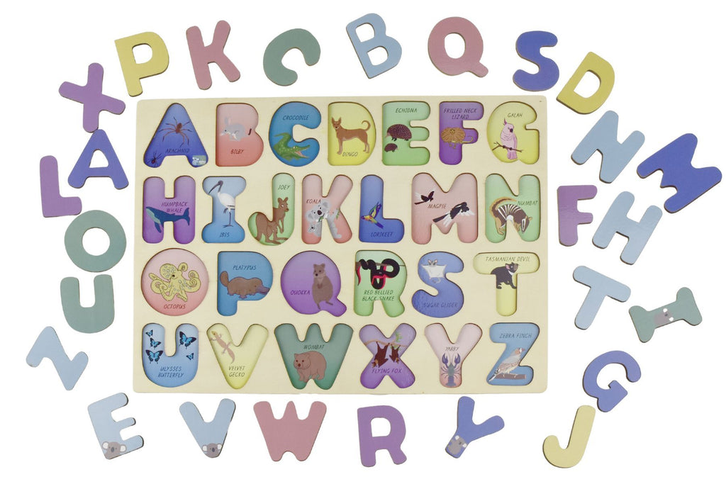 Australian Animals A to Z Uppercase Alphabet Puzzle Wooden Educational Toy for Kids Koala Dream