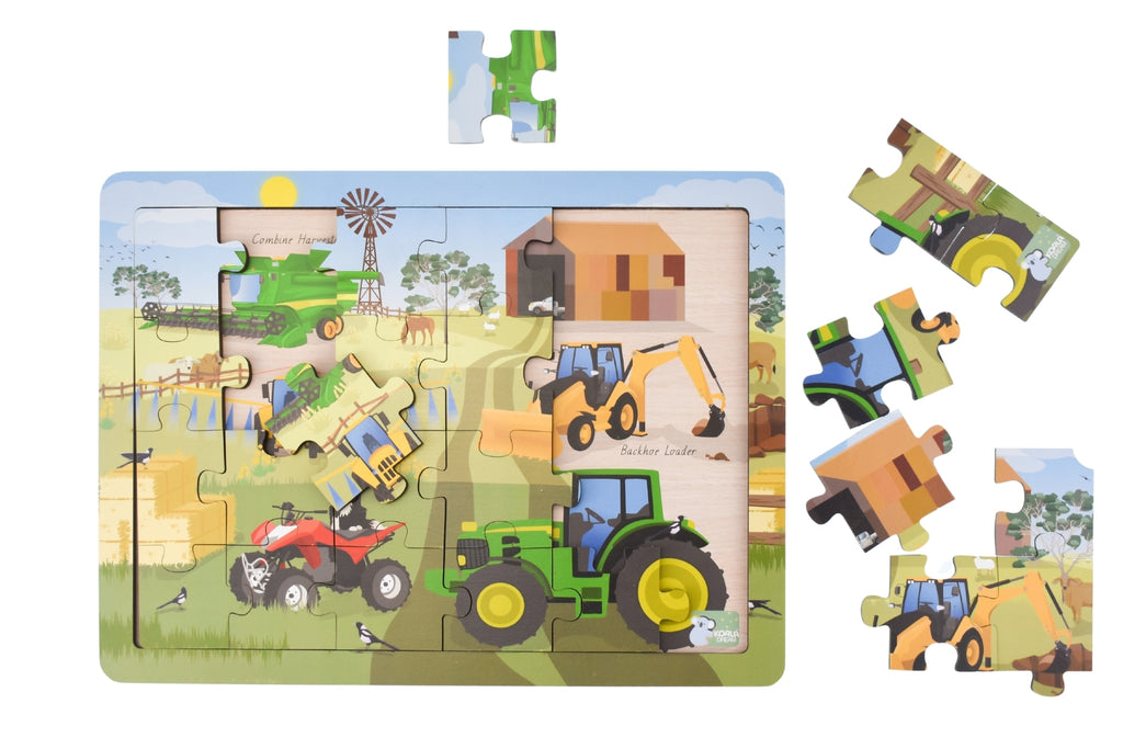 Koala Dream Aussie Farm Vehicles Jigsaw Puzzle 24 Pieces Wooden Kids Puzzle Designed in Australia