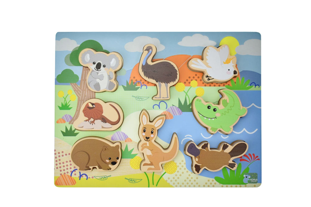 Bush Buddies Australian Animals Wooden Chunky Puzzle For Toddlers Eight Piece Set Koala Dream