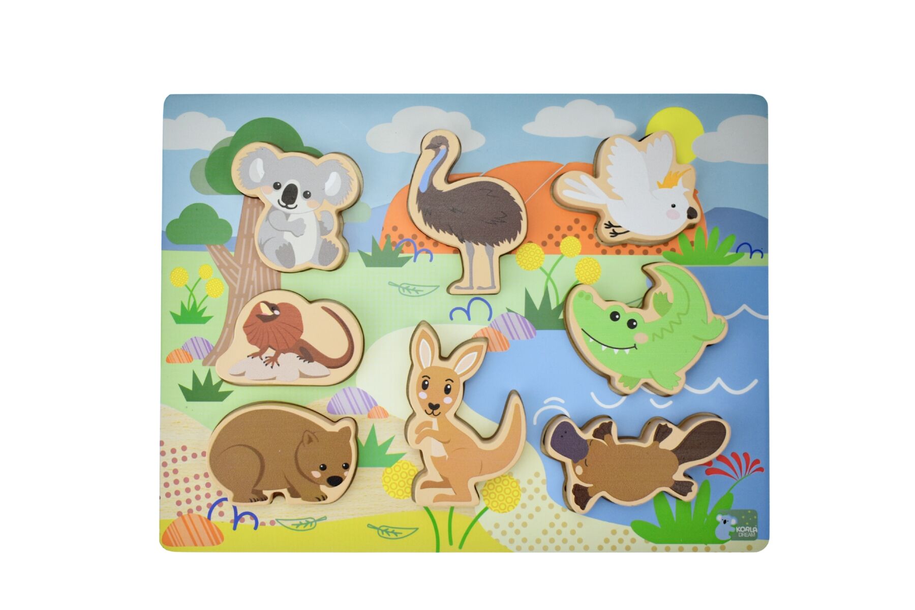 Bush Buddies Australian Animals Wooden Chunky Puzzle For Toddlers Eight Piece Set Koala Dream