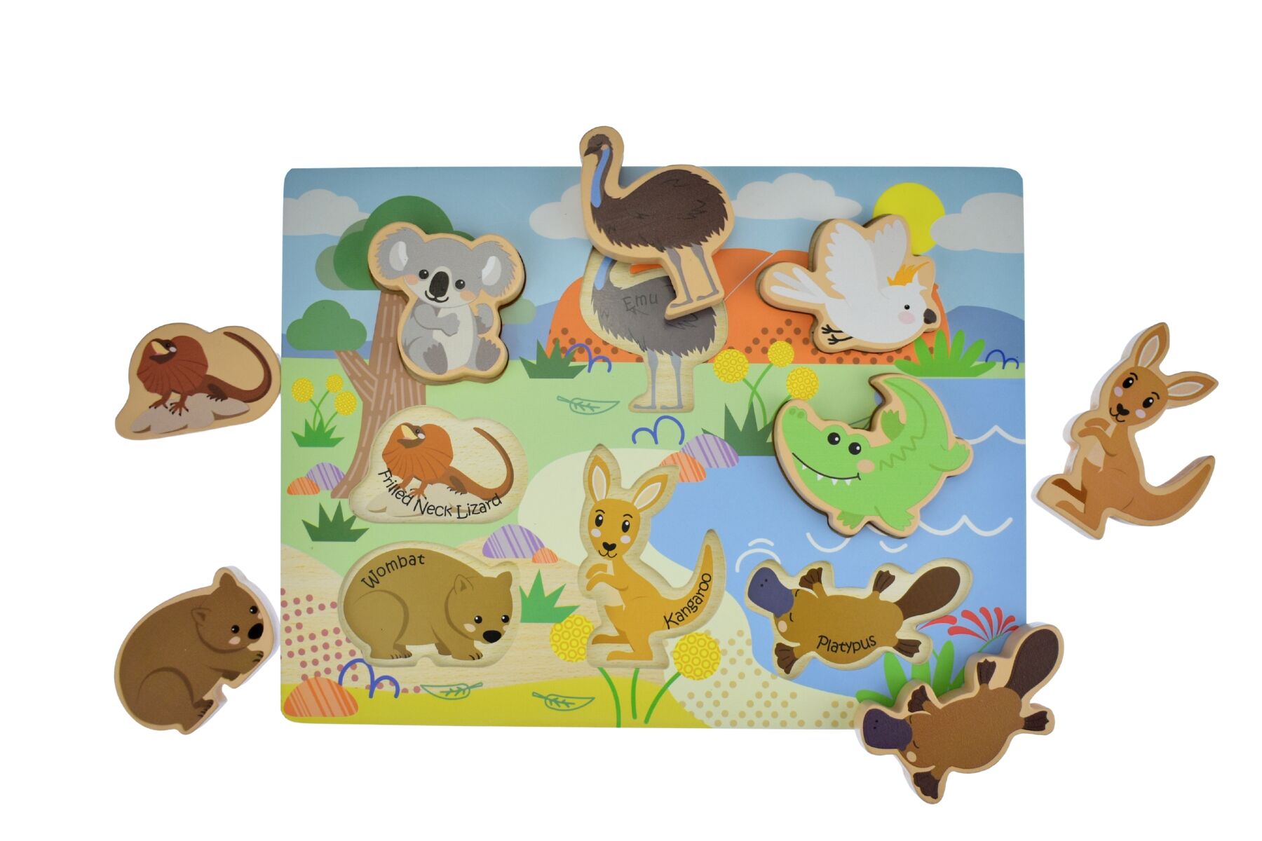 Bush Buddies Australian Animals Wooden Chunky Puzzle For Toddlers Eight Piece Set Koala Dream