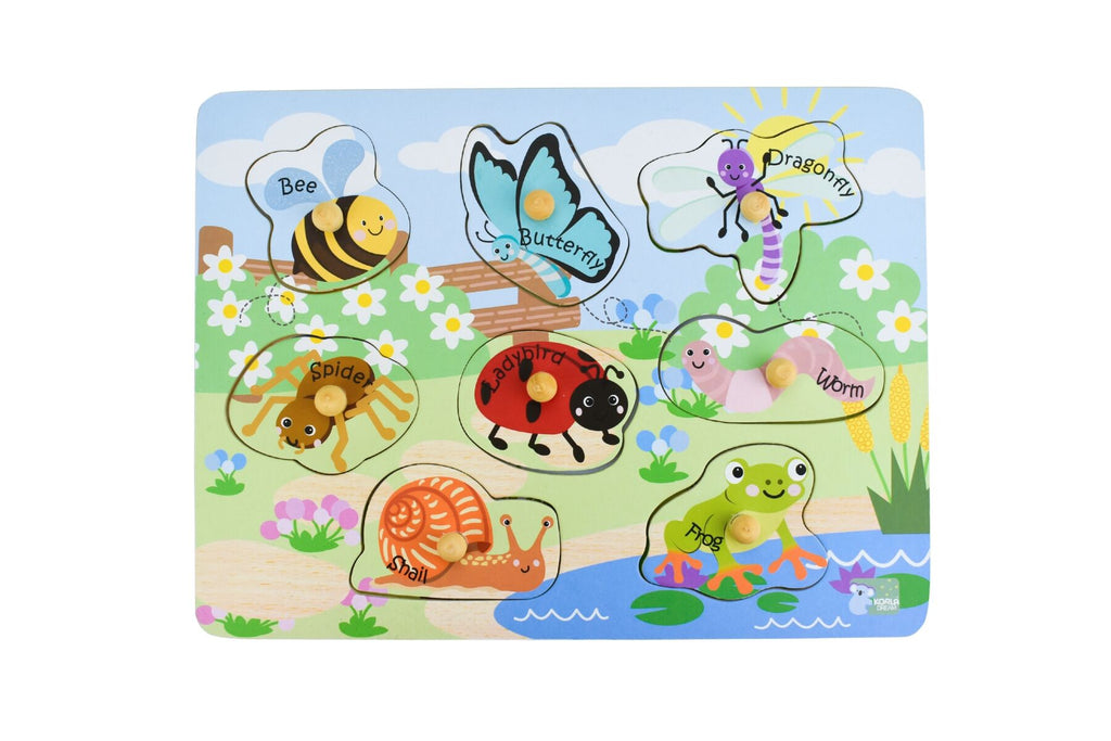 2 In 1 Insects And Their Homes Peg Puzzle Koala Dream Wooden Educational Toy For Kids Fine Motor Skills Development
