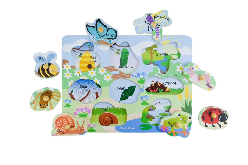 2 In 1 Insects And Their Homes Peg Puzzle Koala Dream Wooden Educational Toy For Kids Fine Motor Skills Development