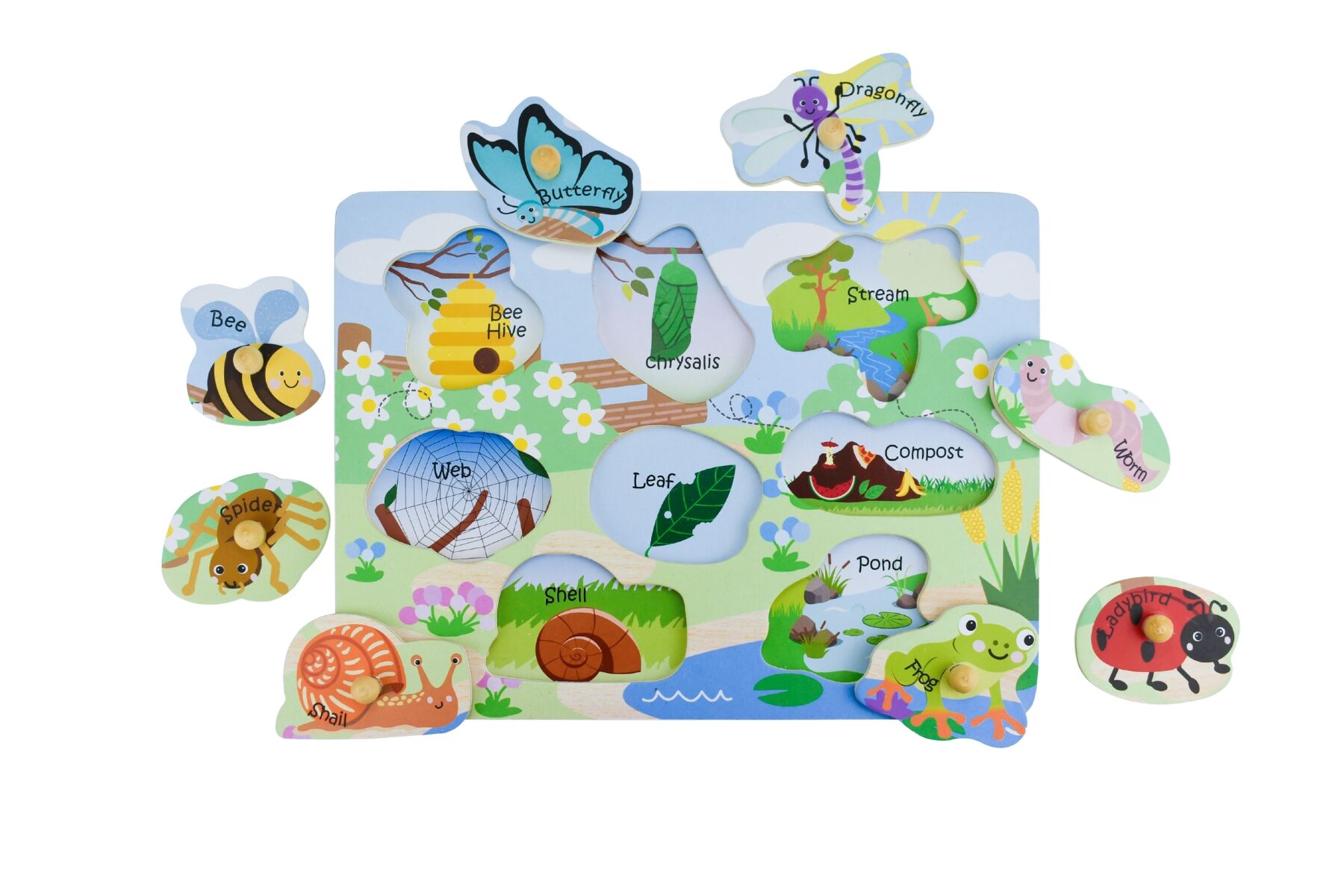 2 In 1 Insects And Their Homes Peg Puzzle Koala Dream Wooden Educational Toy For Kids Fine Motor Skills Development