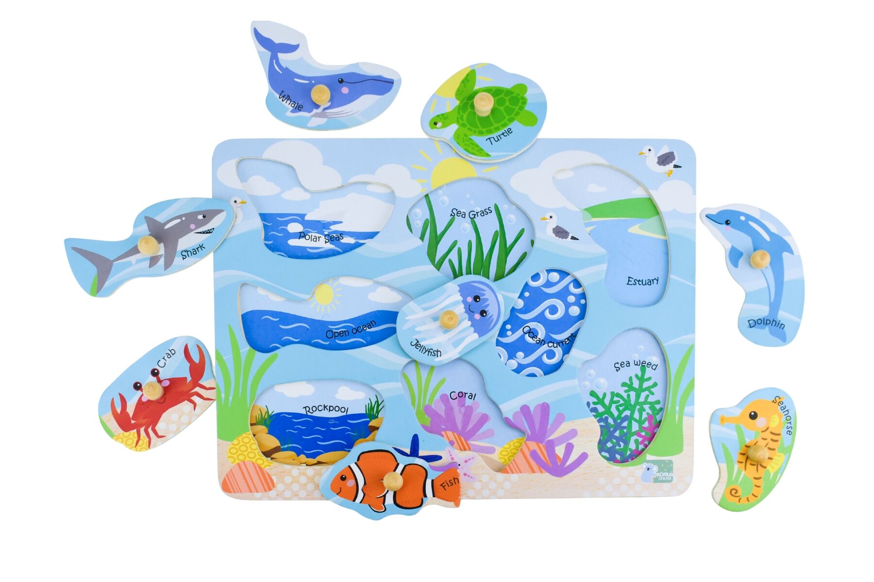 Koala Dream 2 In 1 Sea Animals And Their Habitats Peg Puzzle For Kids Educational Toy