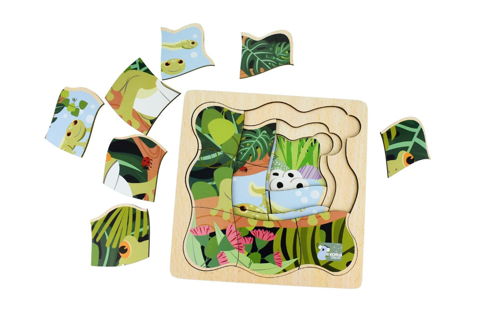 Bush Buddies Green Tree Frog Life Cycle Layer Puzzle Educational Wooden Puzzle For Kids By Koala Dream