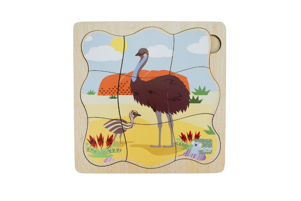 Bush Buddies Emu Life Cycle Layer Puzzle Wooden Educational Toy Four Layer Peel Back Reveal Egg To Adult Koala Dream