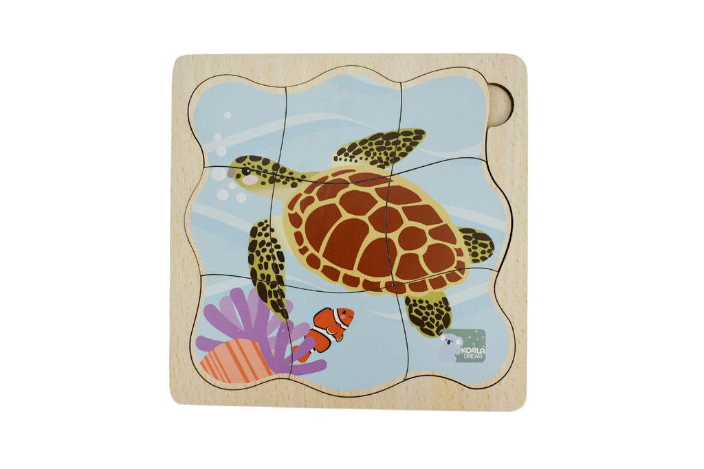 Bush Buddies Four Layer Green Sea Turtle Life Cycle Wooden Puzzle For Kids By Koala Dream Educational Toy