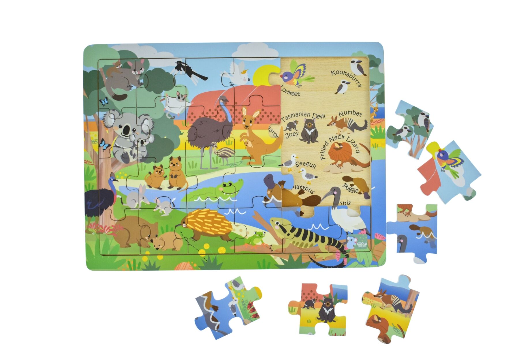 24 Piece Jigsaw Puzzle Aussie Animals And Their Names For Kids Wooden Educational Puzzle