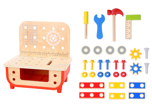 Deluxe Work Bench By Tooky Toy Kids Tool Set 31 Piece Pretend Play Workshop For Little Builders
