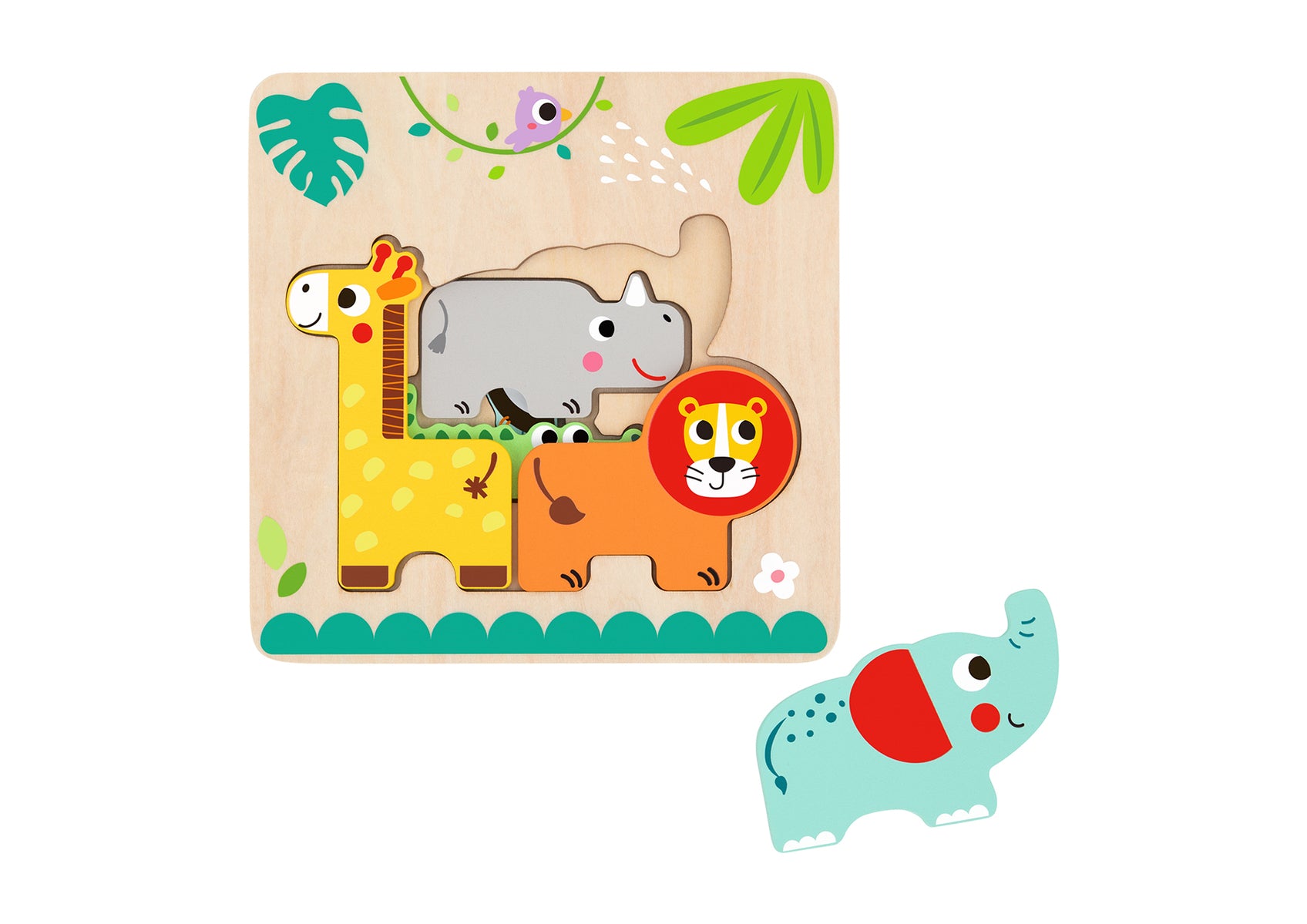Multi Layered Jungle Animal Puzzle Tooky Toy Three Layer Peel Back Interactive Puzzle Rebuild Scene For Kids
