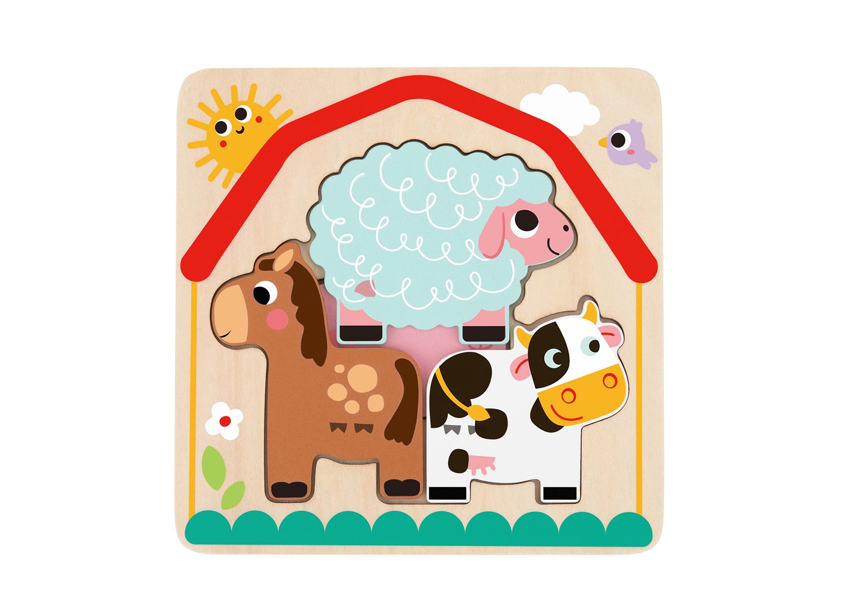 Multi Layered Farm Animal Puzzle By Tooky Toy Peel Back Layers To Reveal More Pieces For Kids