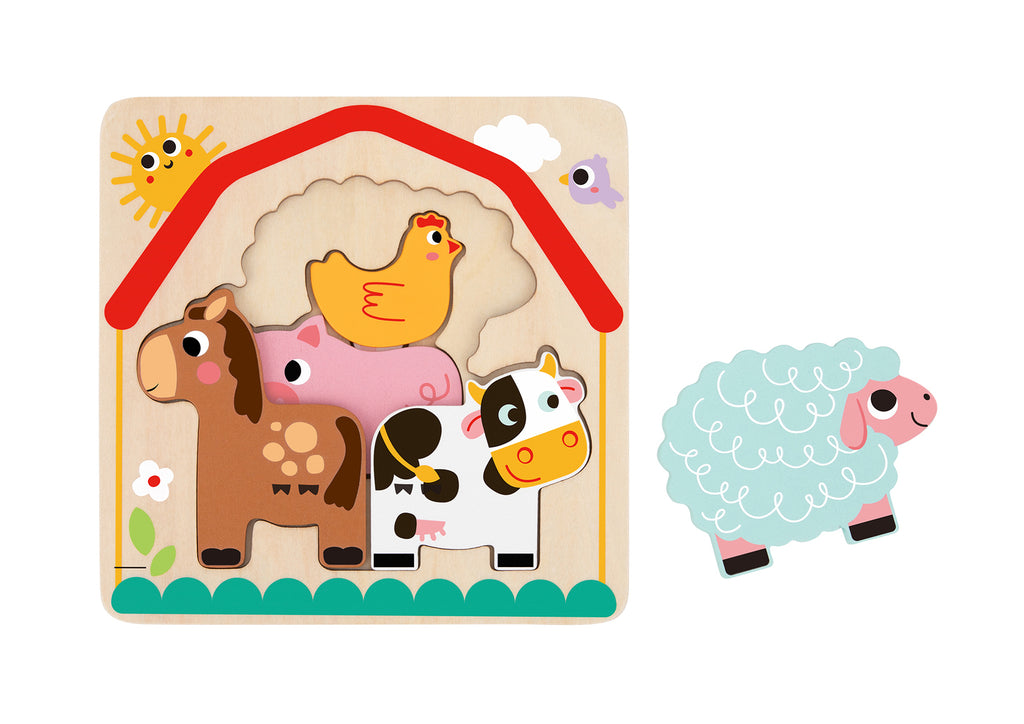 Multi Layered Farm Animal Puzzle By Tooky Toy Peel Back Layers To Reveal More Pieces For Kids