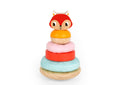 Fox Sensory Stacking Tower Wooden Toy With Fabric And Timber Discs For Toddlers And Babies