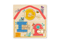 Latches Activity Wooden Puzzle Board For Kids By Tooky Toy With Three Locked Doors And Animal Pictures