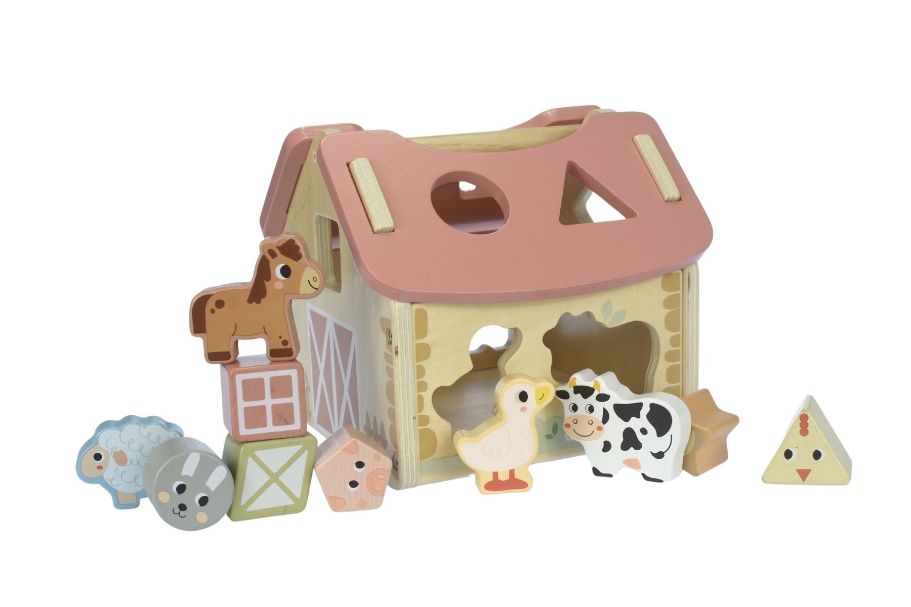 Wooden My Forest Friends Farmhouse Shape Sorter Puzzle for Toddlers Educational Toy with Animal Shapes