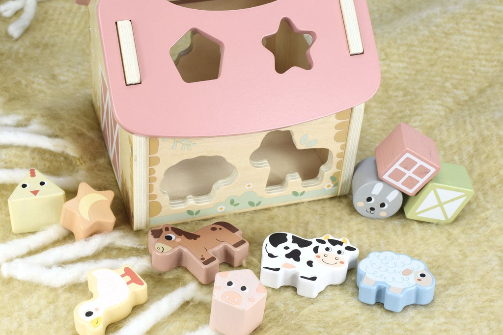 Wooden My Forest Friends Farmhouse Shape Sorter Puzzle for Toddlers Educational Toy with Animal Shapes