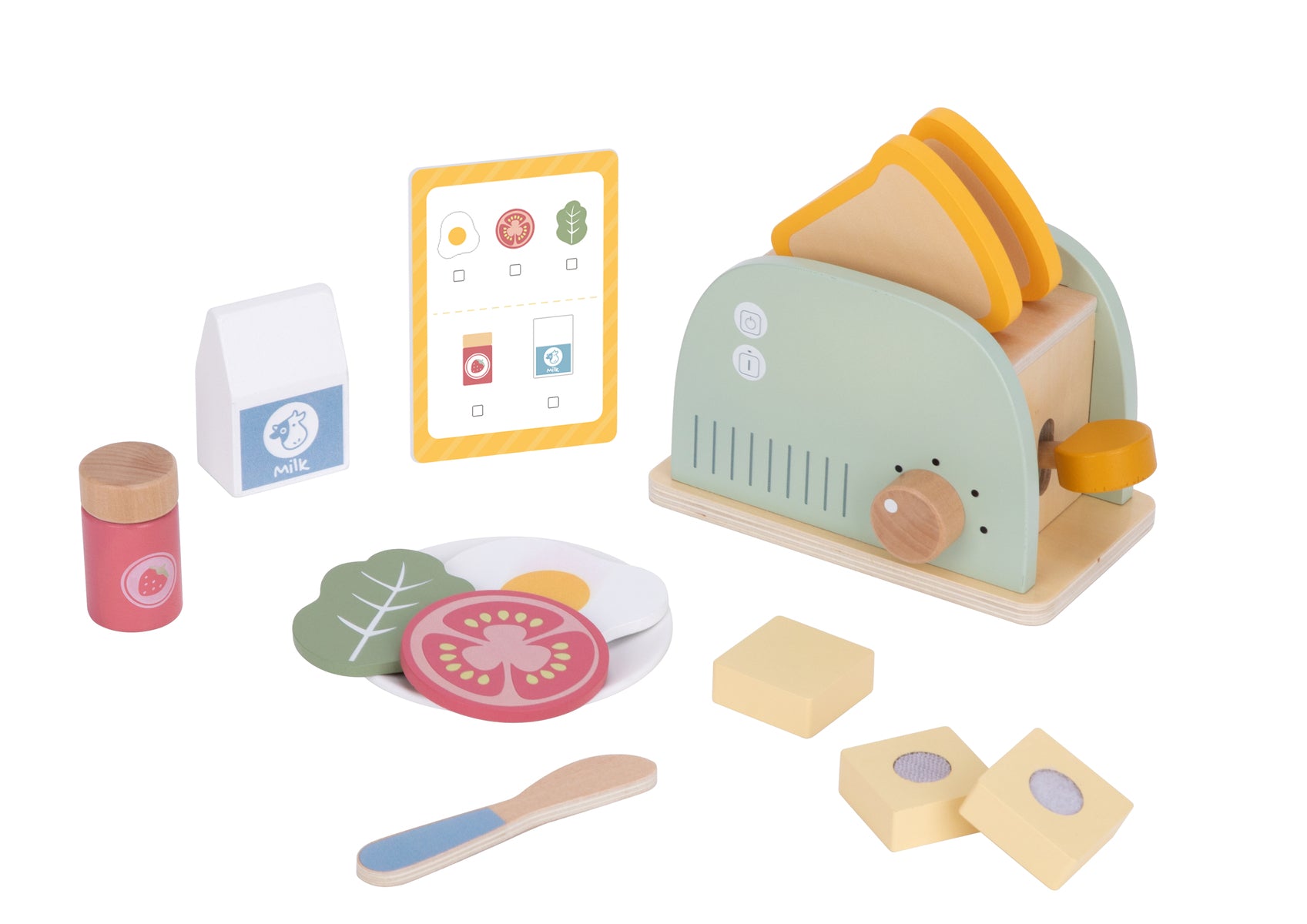 Wooden Toaster Breakfast Set For Kids By Tooky Toy Pretend Play Kitchen Accessory