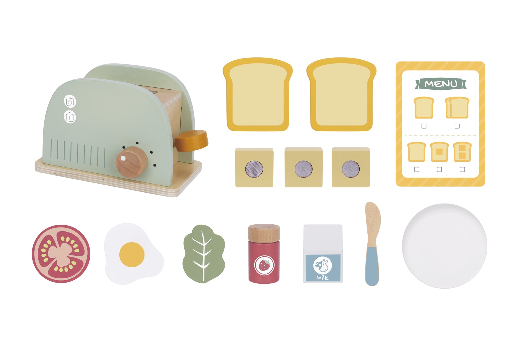 Wooden Toaster Breakfast Set For Kids By Tooky Toy Pretend Play Kitchen Accessory