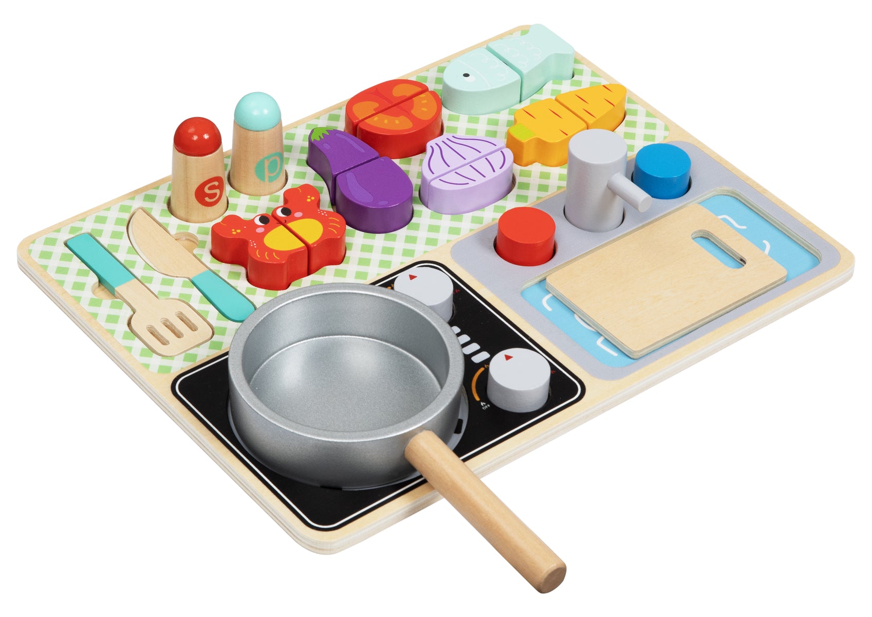 Tooky Toy Kitchen Play Set Compact Tabletop Pretend Play Kit With Realistic Utensils And Ingredients