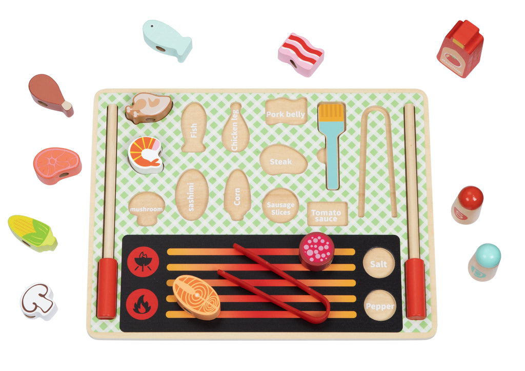 Tooky Toy Grill Play Set For Kids Pretend Outdoor Barbecue Toy Kitchen And Imaginative Play