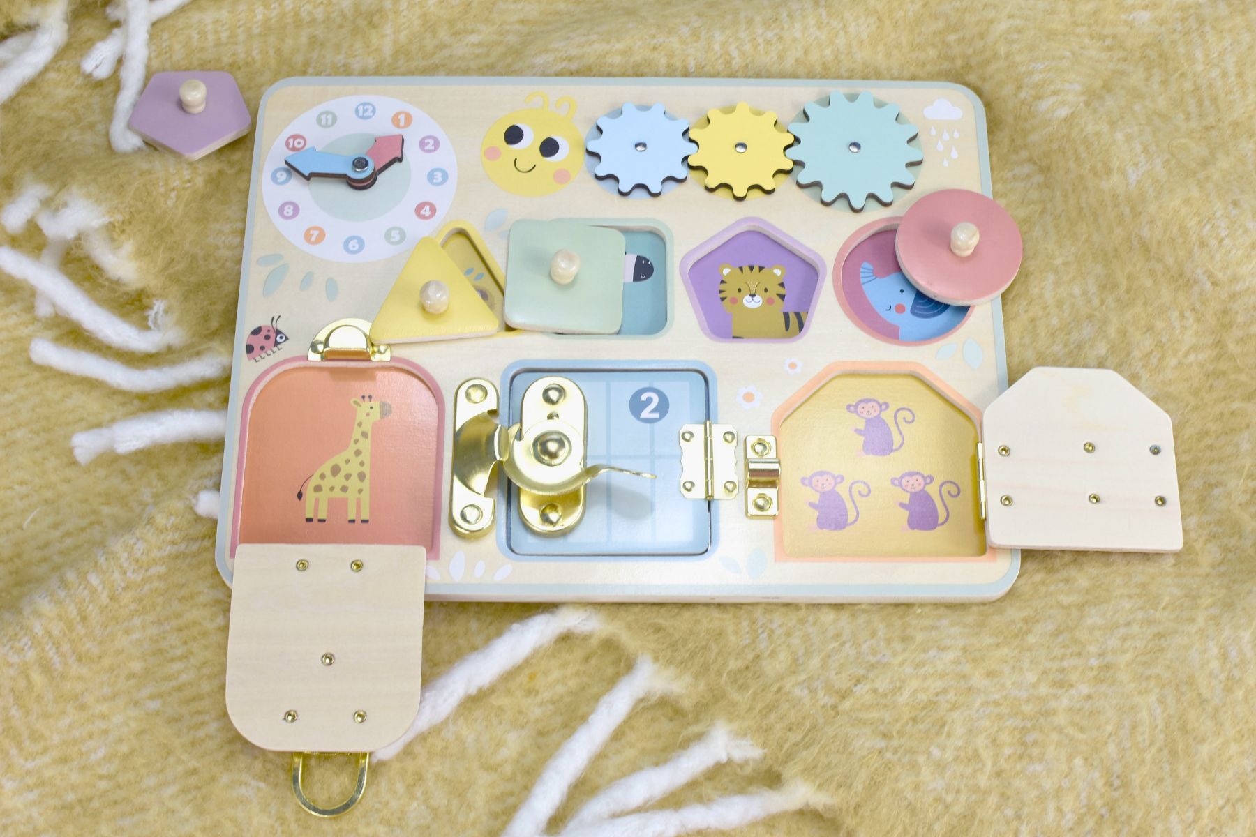 My Forest Friends Busy Board Three Doors An Interactive Early Learning Toy By Tooky Toy With Sensory Activities
