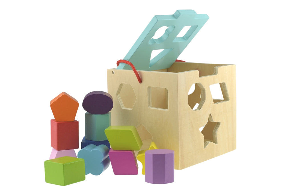 Wooden Shape Sorter With Twelve Blocks For Early Learning And Shape Recognition From Tooky Toy