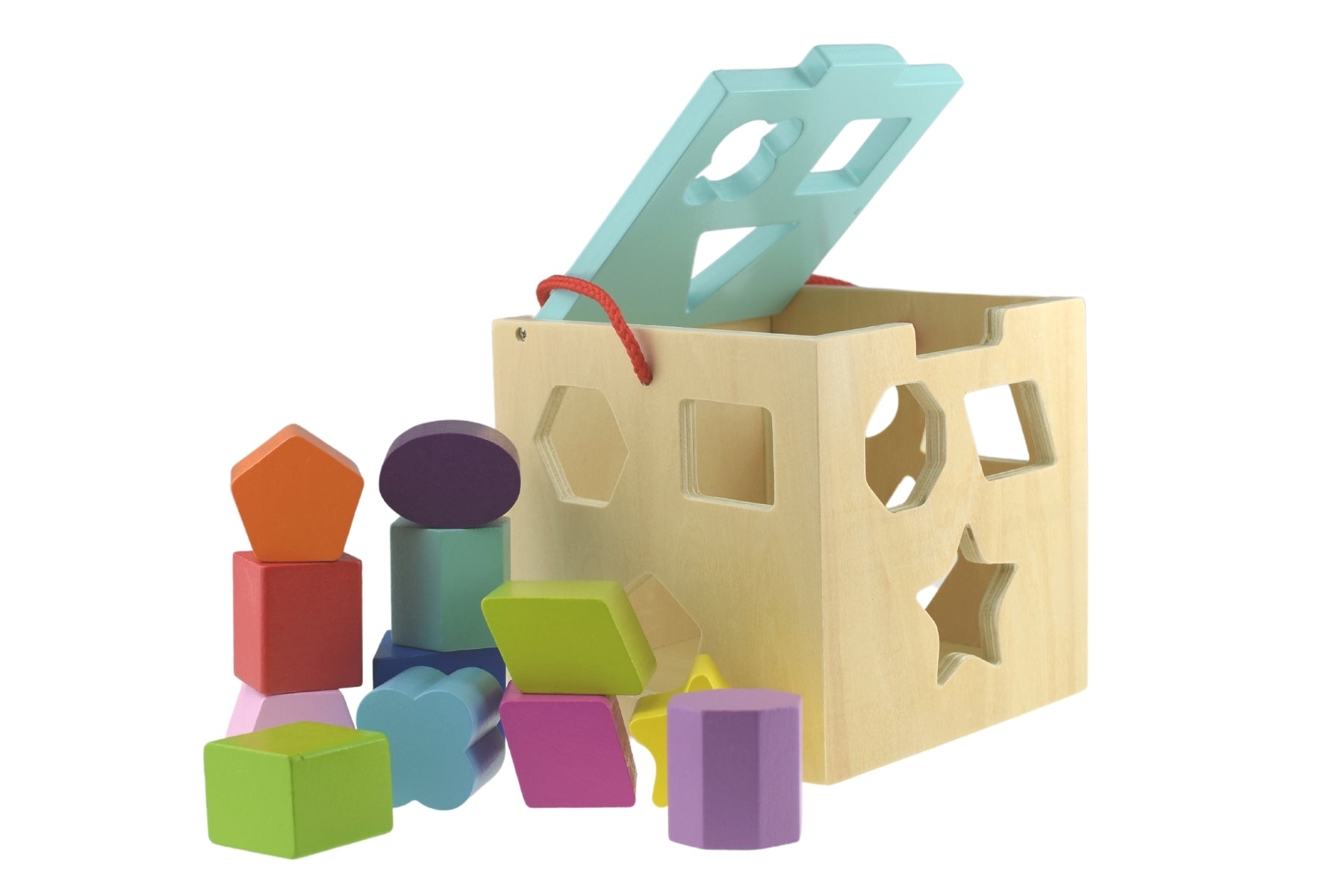 Wooden Shape Sorter With Twelve Blocks For Early Learning And Shape Recognition From Tooky Toy