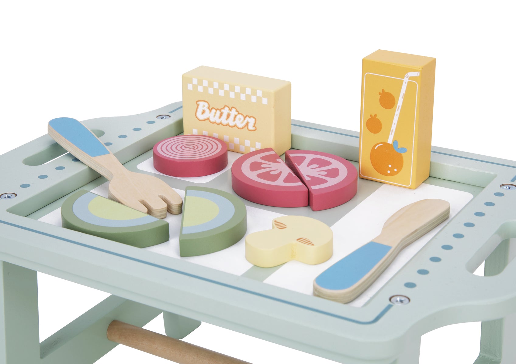 Wooden Breakfast In Bed Play Set With Tray Stands And Utensils By Tooky Toy For Imaginative Pretend Play