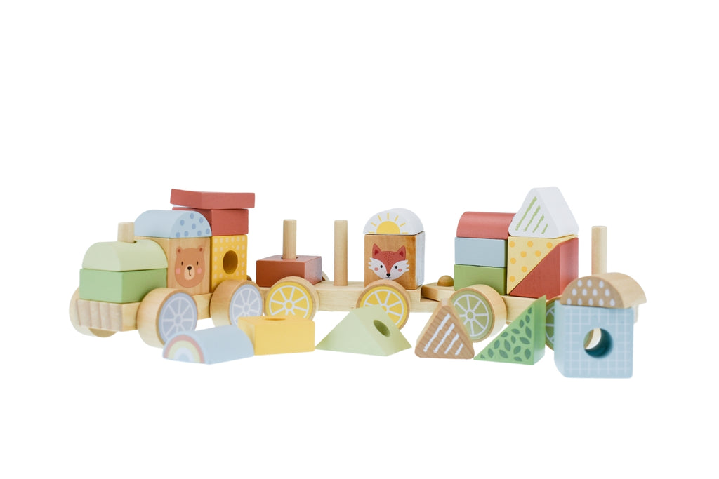 My Forest Friends Stacking Blocks Train By Tooky Toy For Toddlers 18 Months And Up