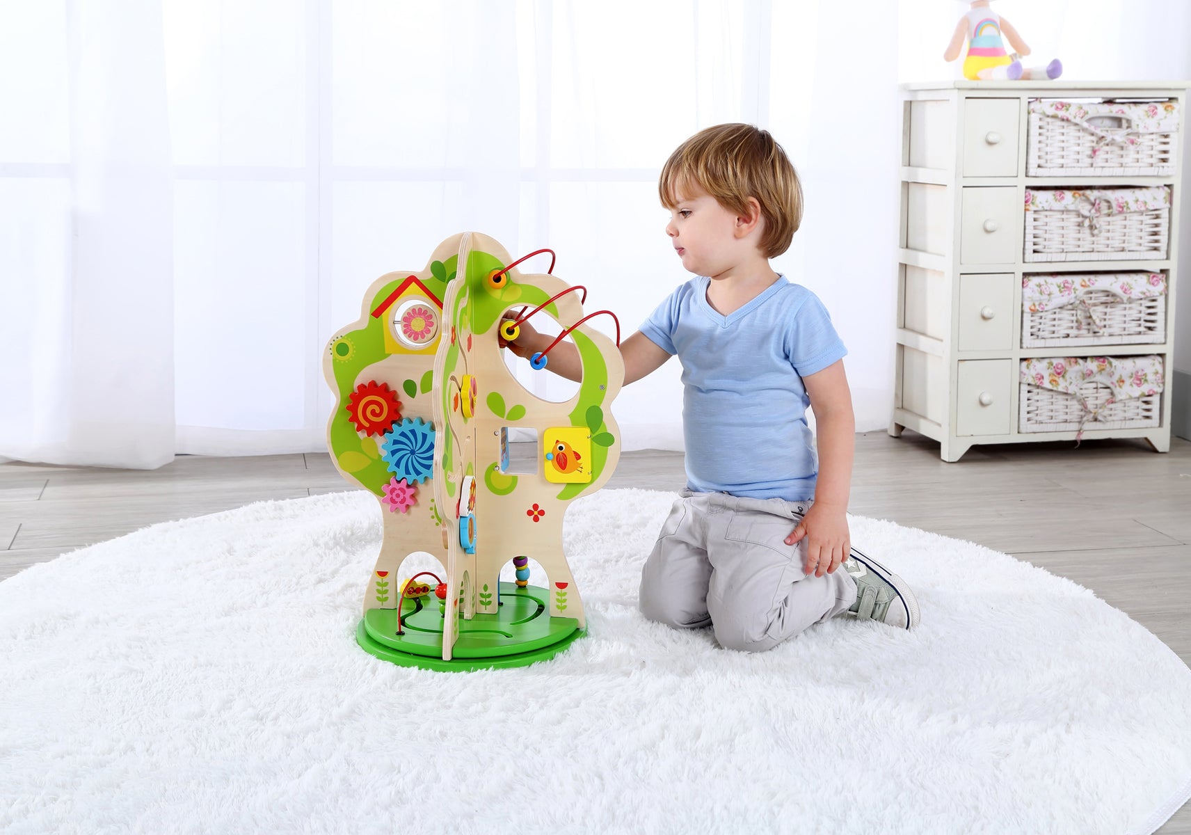 Activity Tree With Rotating Base For Interactive Play And Exploration For Toddlers And Kids