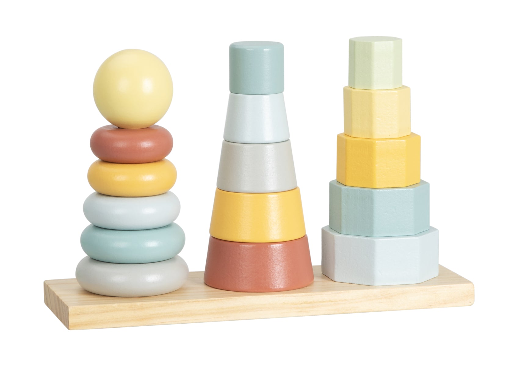 My Forest Friends Shape Stacking Tower Wooden Toy For Toddlers Pastel Colors By Tooky Toy