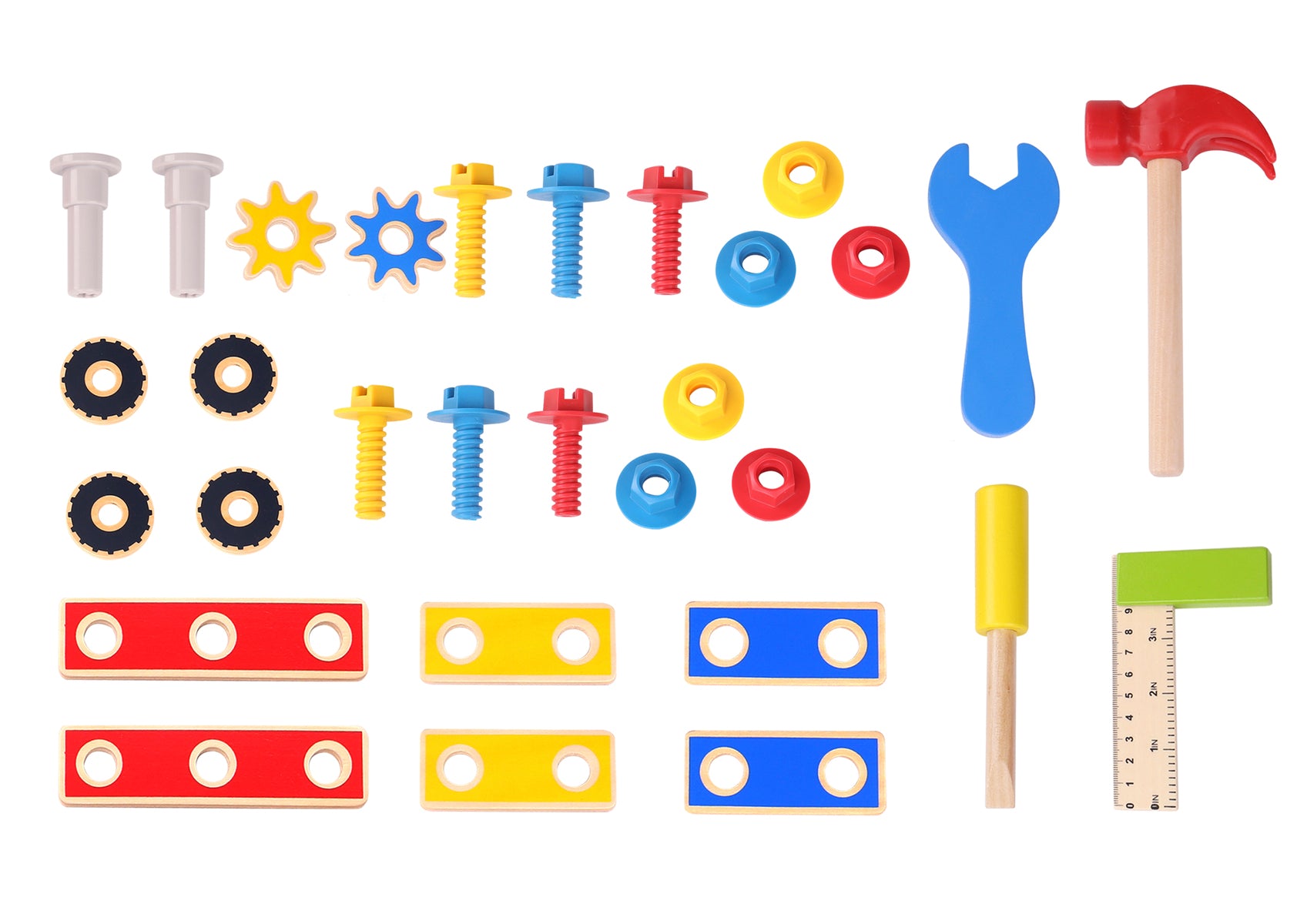 Tooky Toy Construction Tool Workbench For Kids With Realistic Tools Tabletop Toy Set