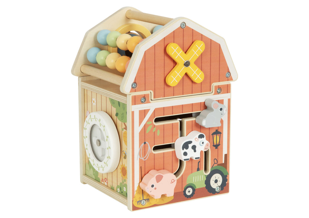 Wooden Farm Play House An Interactive Barn With Two Sections Abacus Bead Counter And Spinning Feature