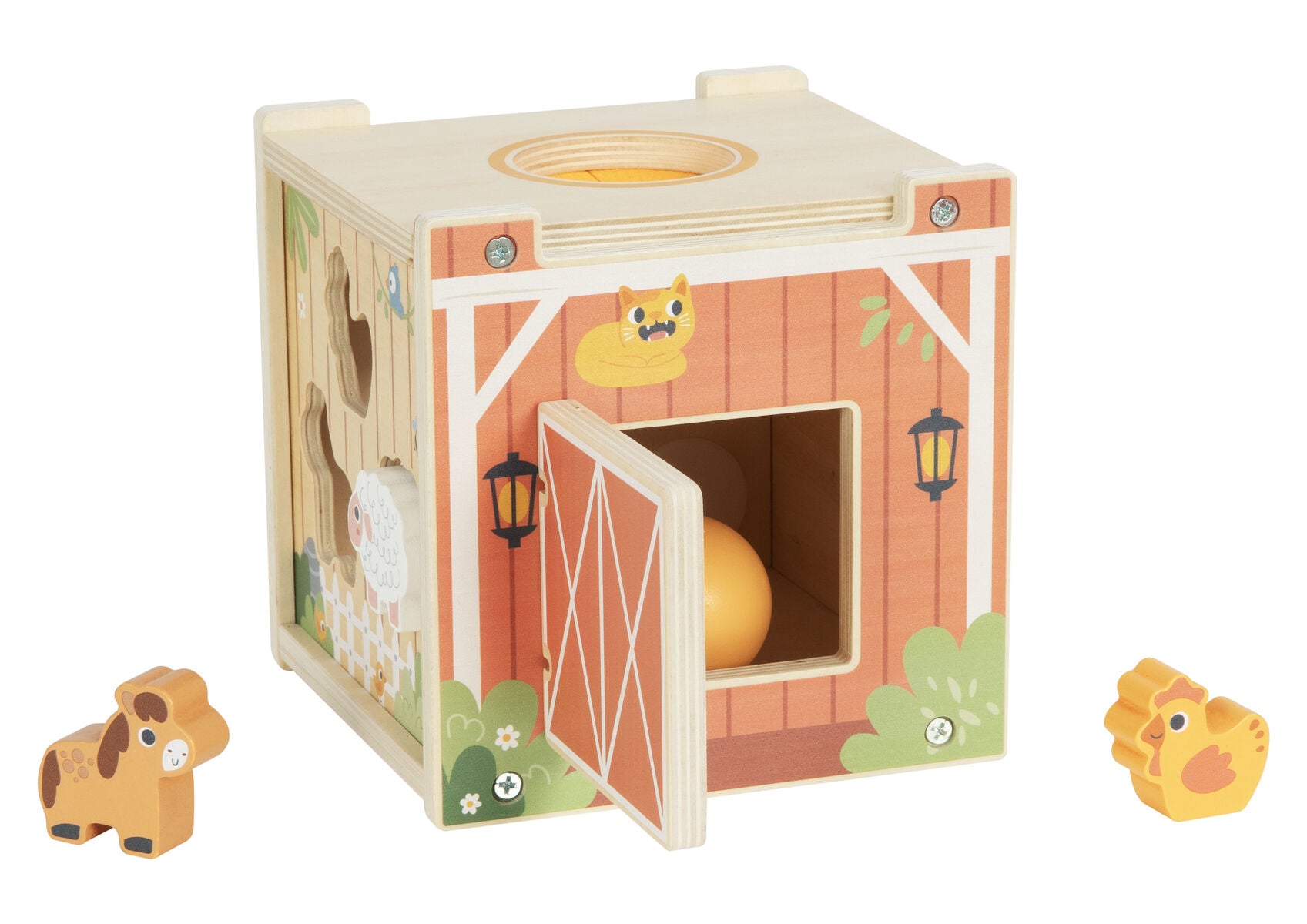 Wooden Farm Play House An Interactive Barn With Two Sections Abacus Bead Counter And Spinning Feature